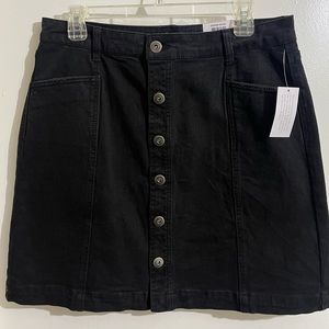 Black button up denim skirt